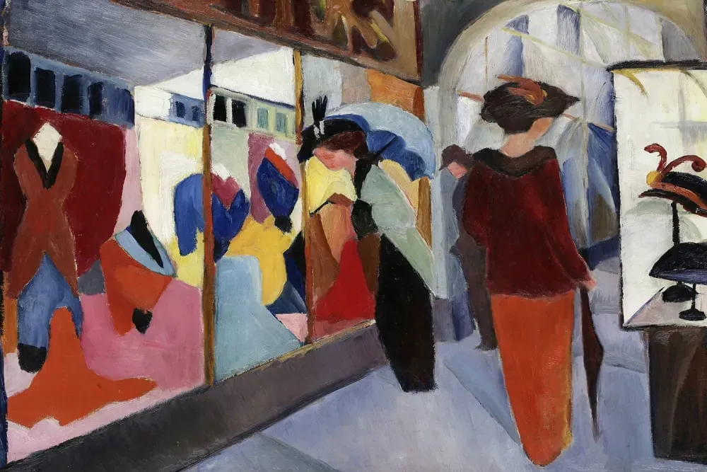Tableau August Macke la boutique de mode imprimé sur toile 60x40 cm