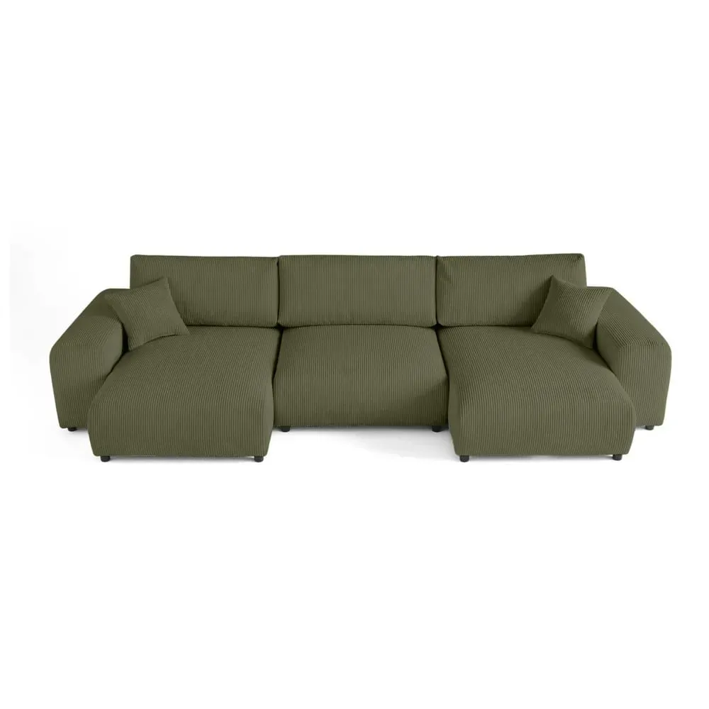 Canapé panoramique 7 places En U en Velours côtelé Vert