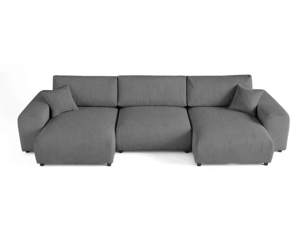 Canapé panoramique 7 places En U en Velours côtelé Gris foncé
