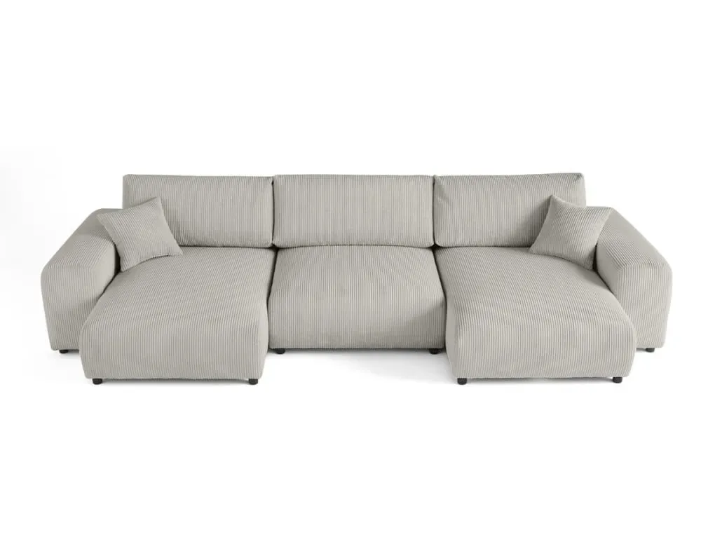 Canapé panoramique 7 places En U en Velours côtelé Gris clair