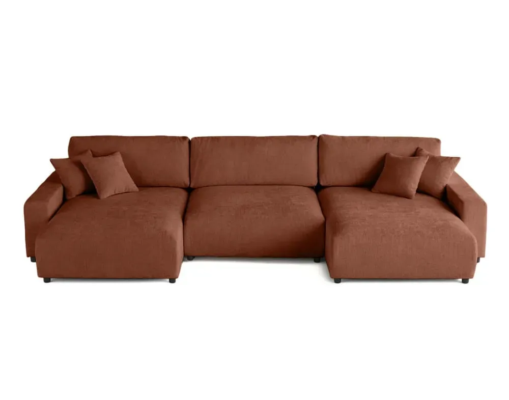 Canapé panoramique 7 places En U en Velours texturé Terracotta
