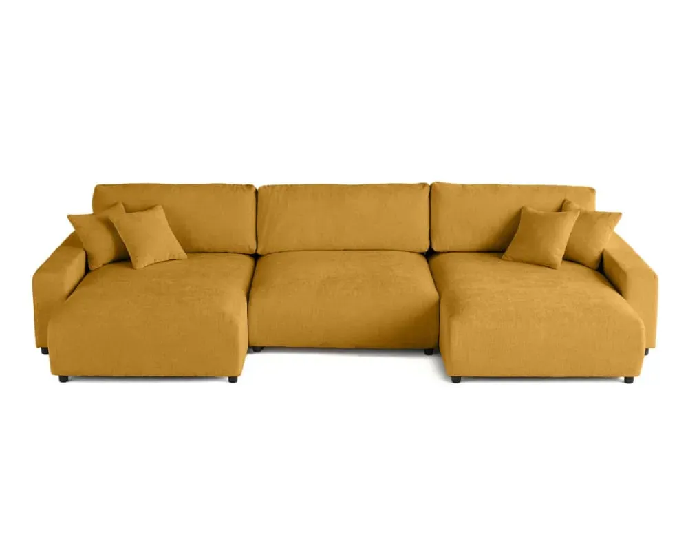 Canapé panoramique 7 places En U en Velours texturé Jaune