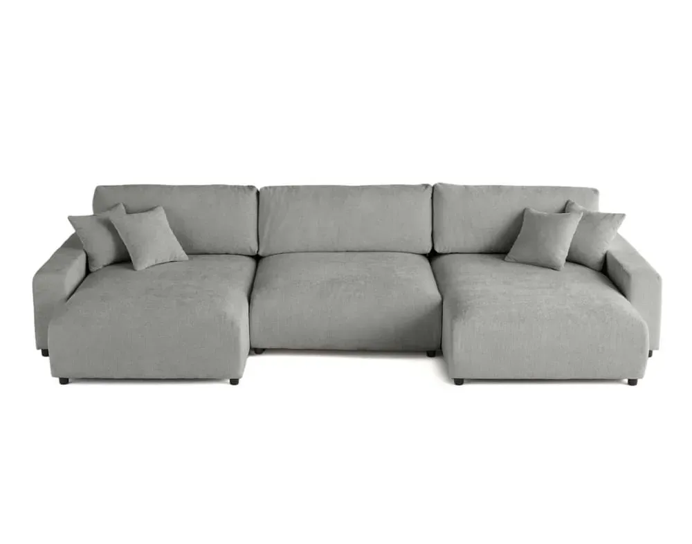 Canapé panoramique 7 places En U en Velours texturé Gris
