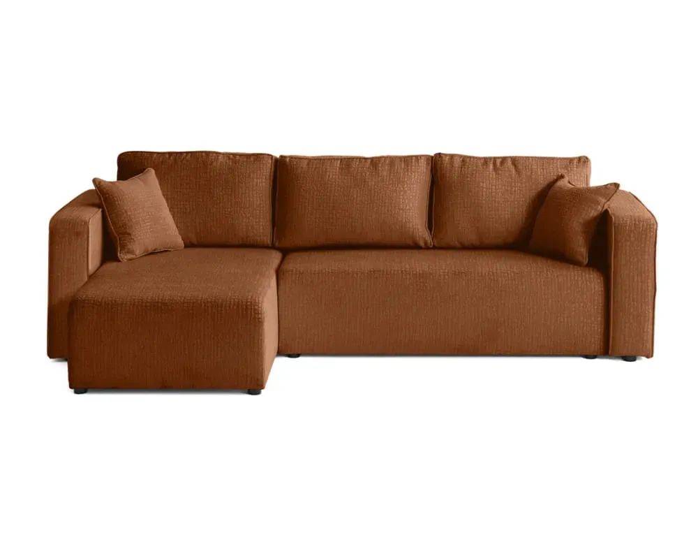 Canapé d'angle réversible convertible 4 places en tissu velours relief