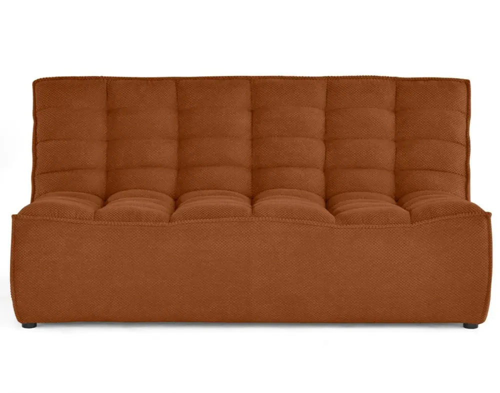 Canapé modulable 2 places  en velours texturé terracotta