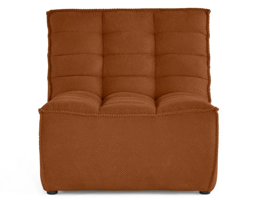Canapé modulable 1 places  en velours texturé terracotta