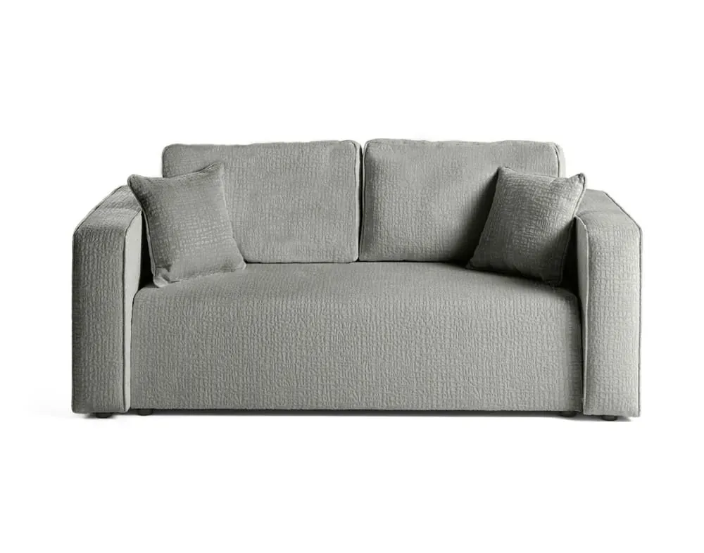 Canapé droit 2 places en tissu velours relief gris