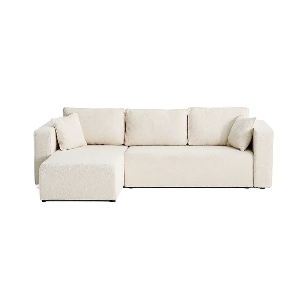 Canapé d'angle réversible convertible 4 places en tissu bouclette