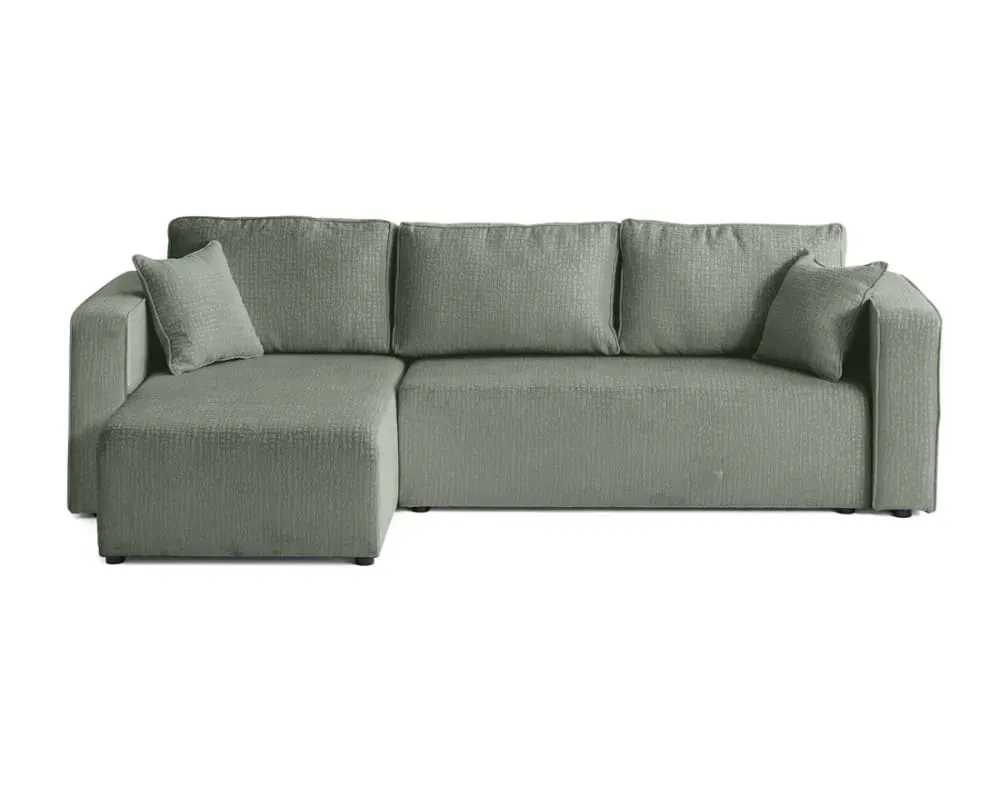 Canapé d'angle réversible convertible 4 places en tissu velours relief