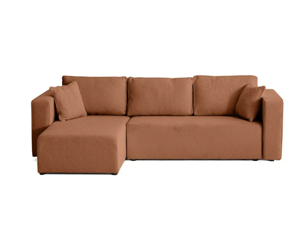 Canapé d'angle réversible convertible 4 places en tissu bouclette