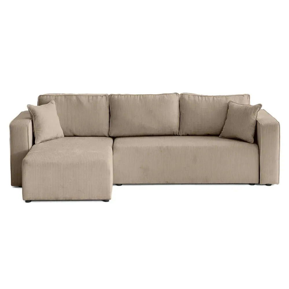 Canapé d'angle réversible convertible 4 places en velours côtelé plat