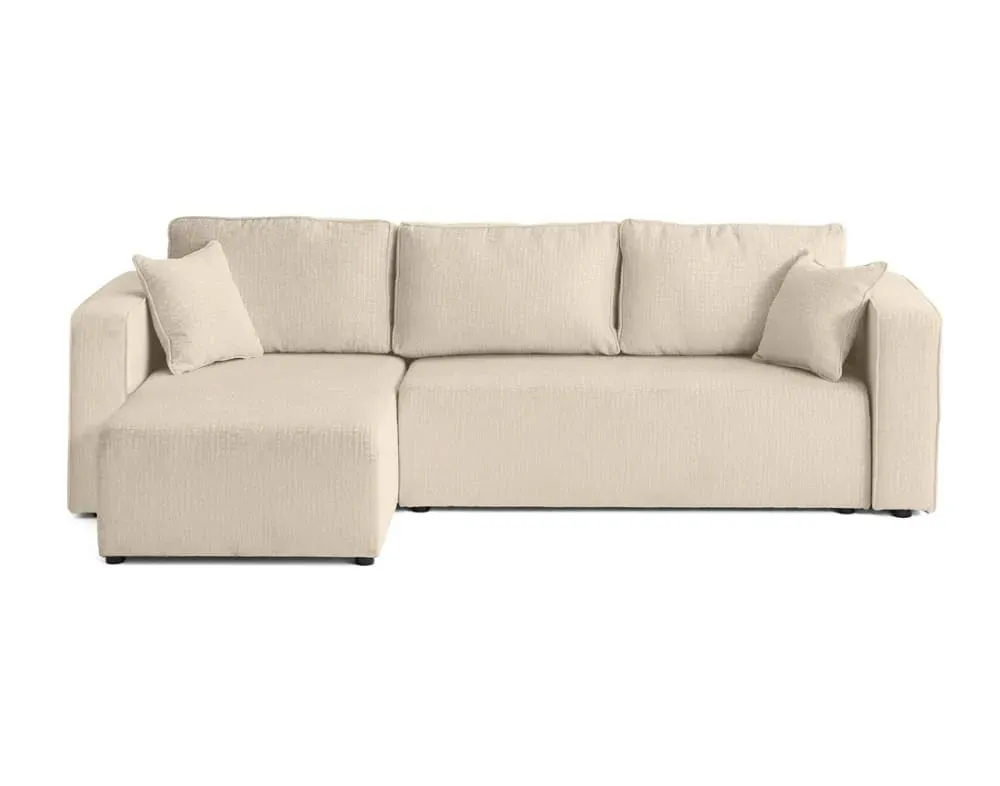 Canapé d'angle réversible convertible 4 places en tissu velours relief