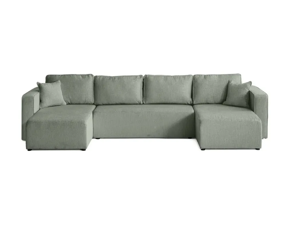 Canapé panoramique 7 places En U en Tissu velours relief Vert