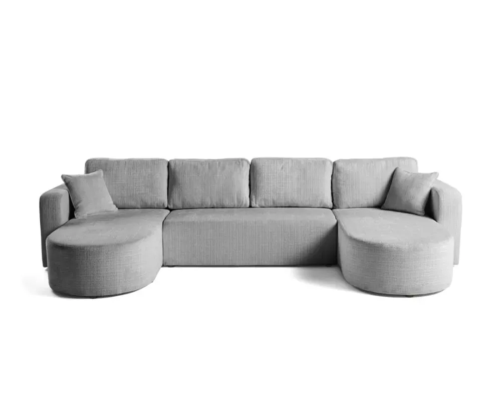 Canapé panoramique 7 places En U en Velours texturé Gris