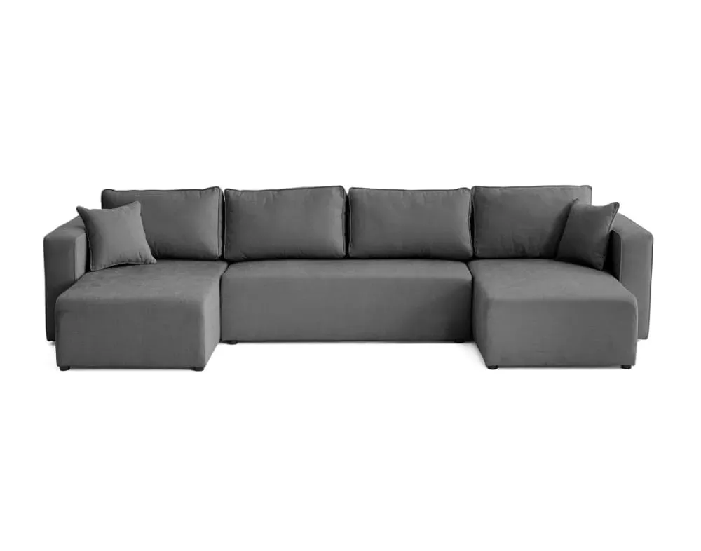 Canapé panoramique 7 places En U en Tissu Gris foncé