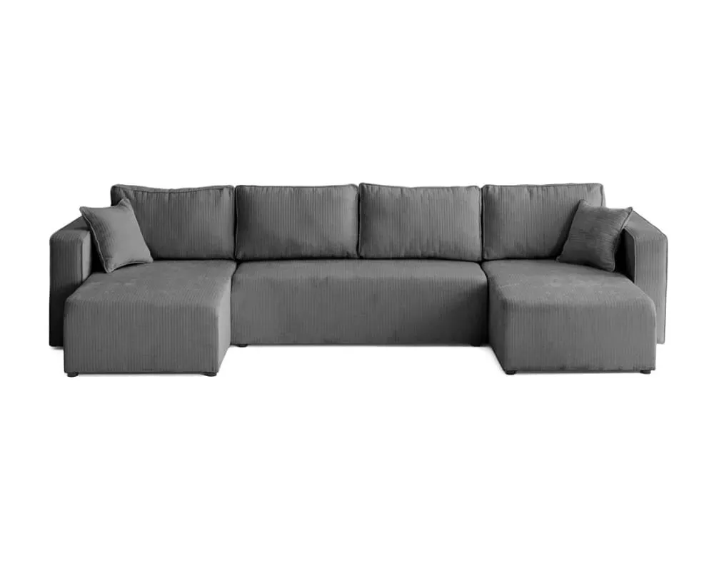 Canapé panoramique 7 places En U en Velours côtelé plat Gris