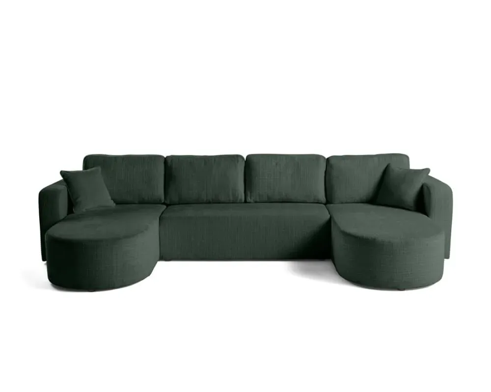 Canapé panoramique 7 places En U en Velours texturé Vert