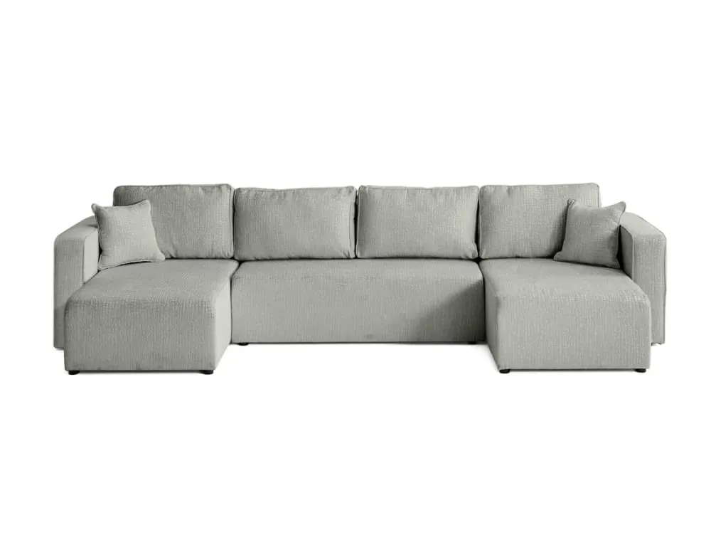 Canapé panoramique 7 places En U en Tissu velours relief Gris