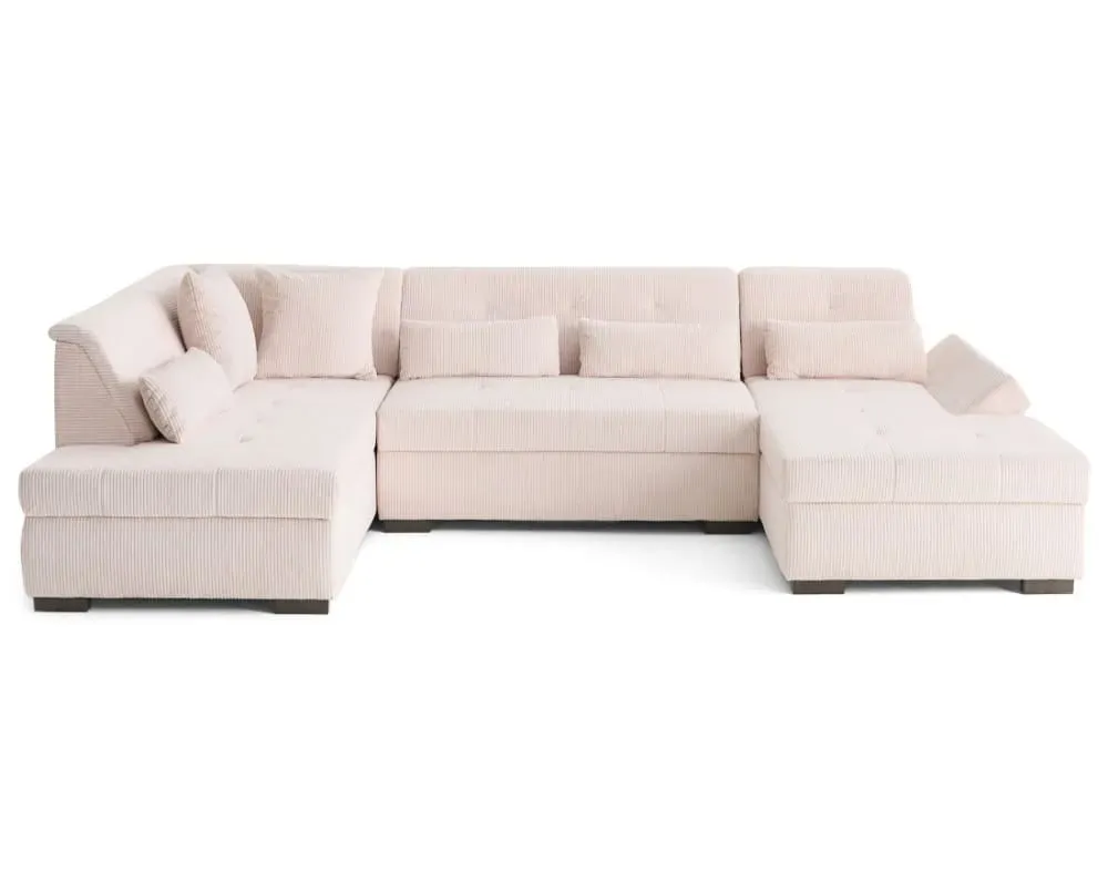 Canapé panoramique 7 places Angle gauche en Velours côtelé Beige