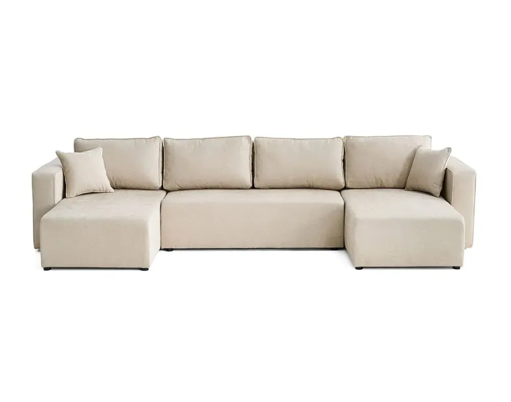 Canapé panoramique 7 places En U en Tissu Beige