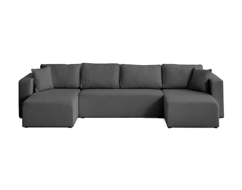 Canapé panoramique 7 places En U en Tissu bouclette Gris