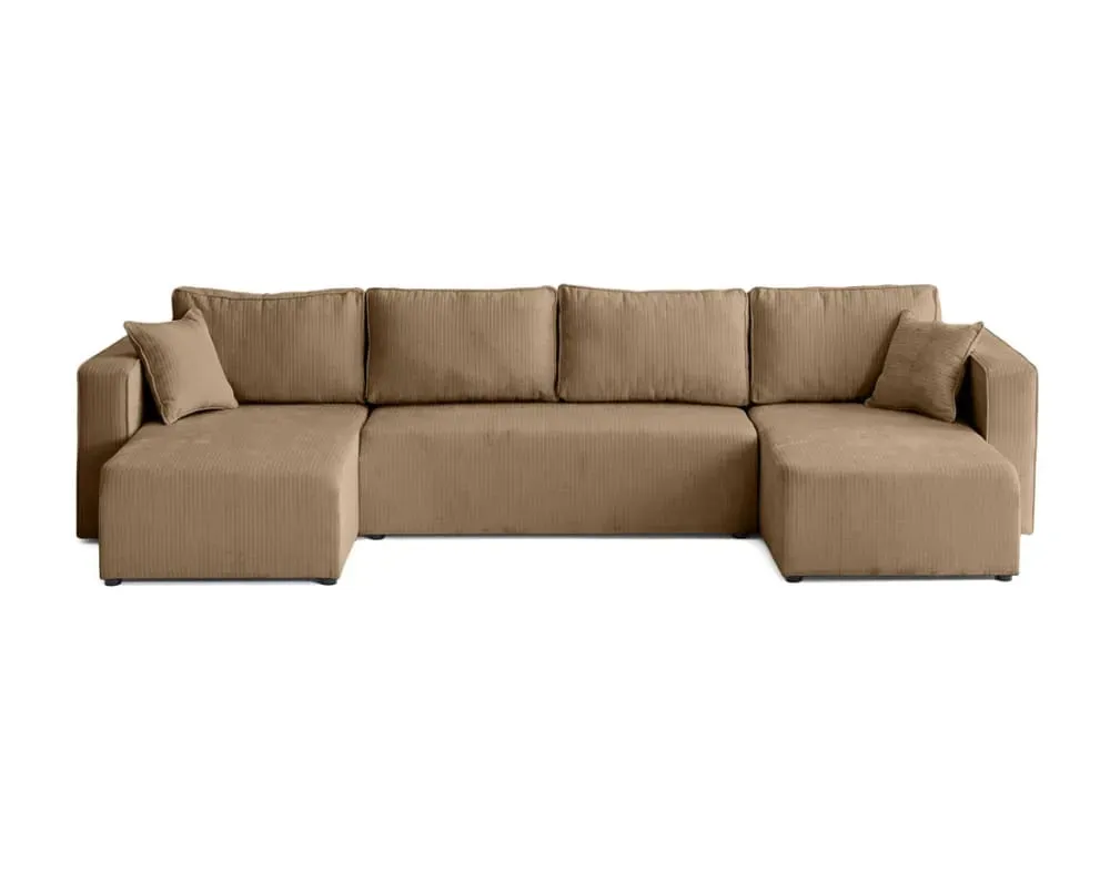 Canapé panoramique 7 places En U en Velours côtelé plat Latte