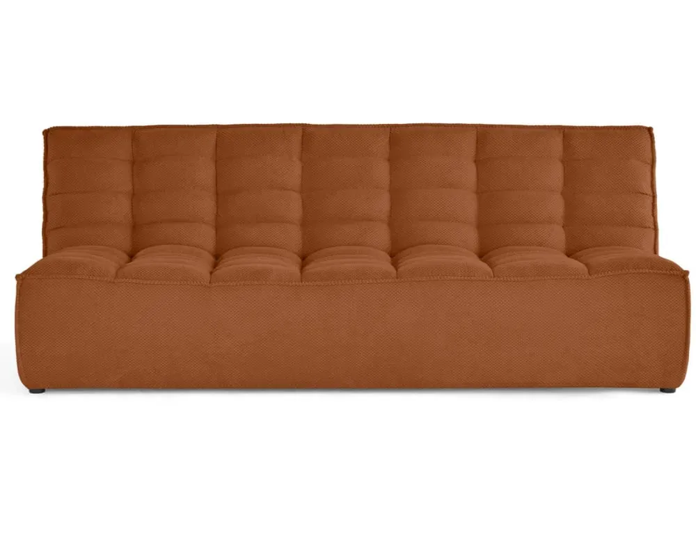 Canapé modulable 3 places  en velours texturé terracotta