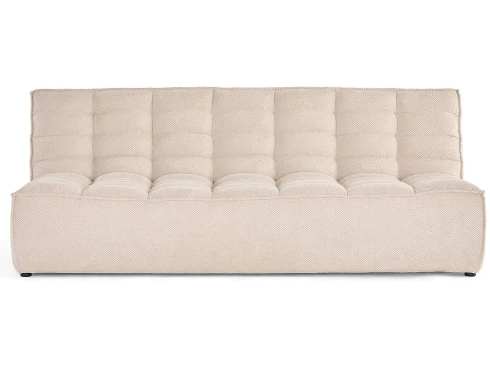 Canapé modulable 3 places  en velours texturé beige