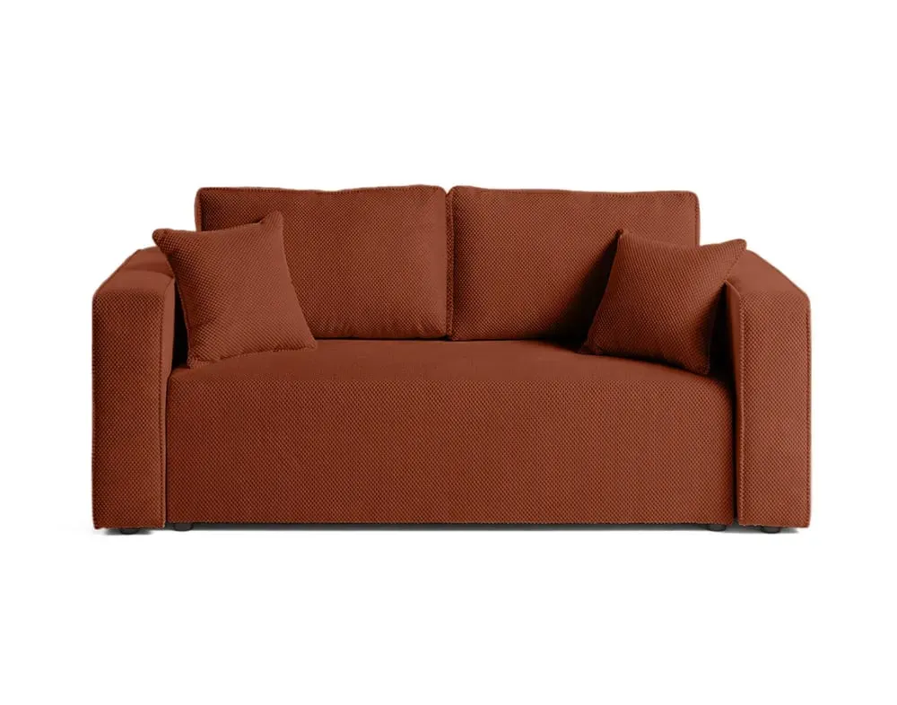 Canapé droit 2 places en velours texturé terracotta