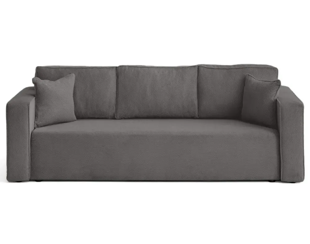 Canapé droit convertible 3 places en velours texturé gris foncé