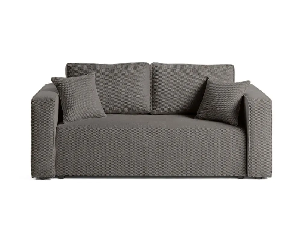 Canapé droit 2 places en velours texturé gris foncé