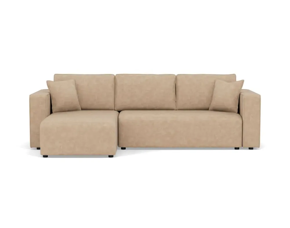 Canapé d'angle réversible convertible 4 places en simili beige