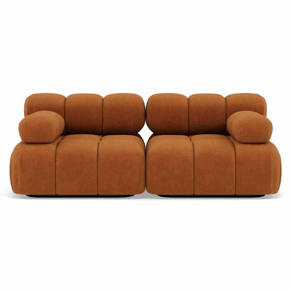 Canapé modulable 2 places  en velours texturé terracotta