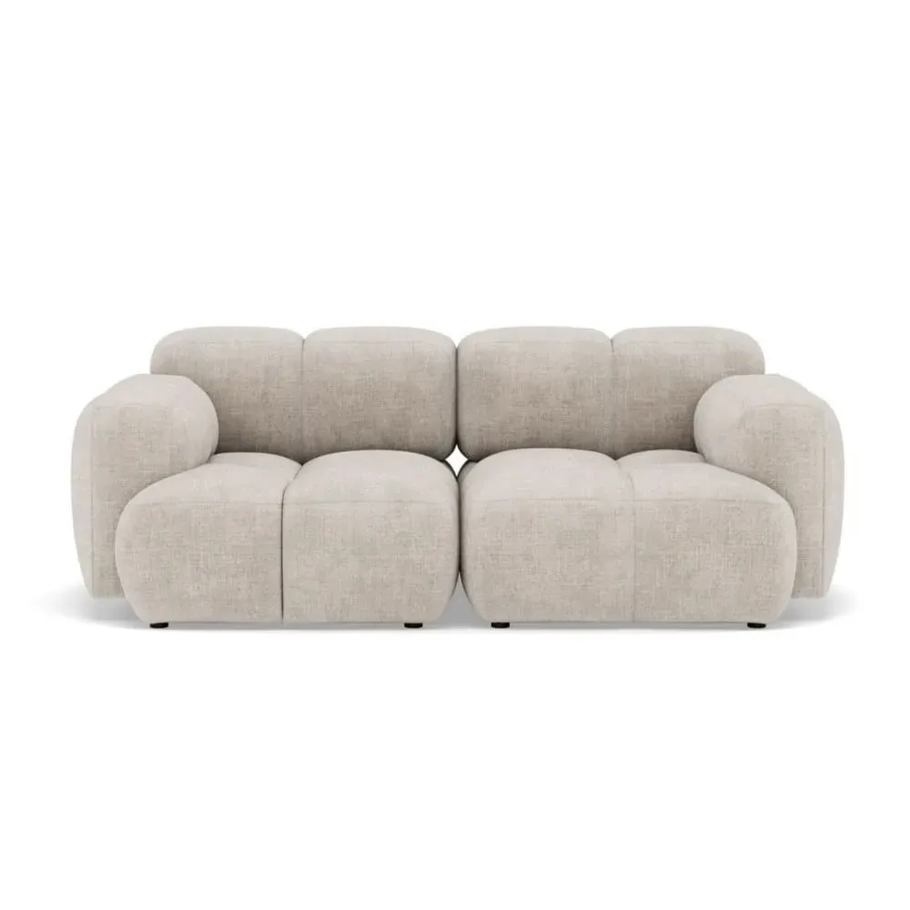 Canapé modulable 2 places  en velours texturé beige