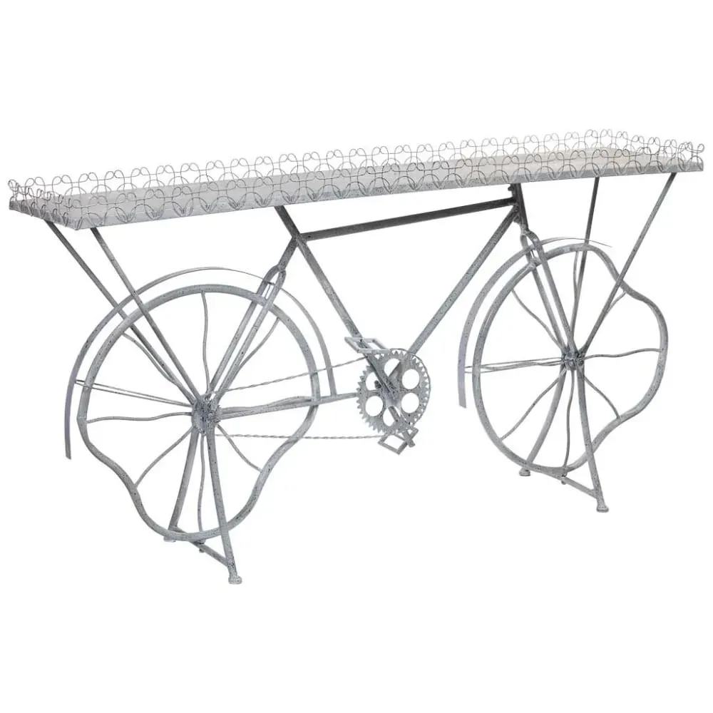 Range-vélos en métal vieilli gris 177,17x41,28x92,71h cm