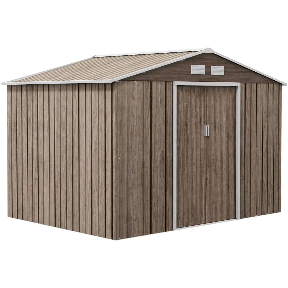 Abri de jardin 5,4 m² avec fondation porte métal marron clair