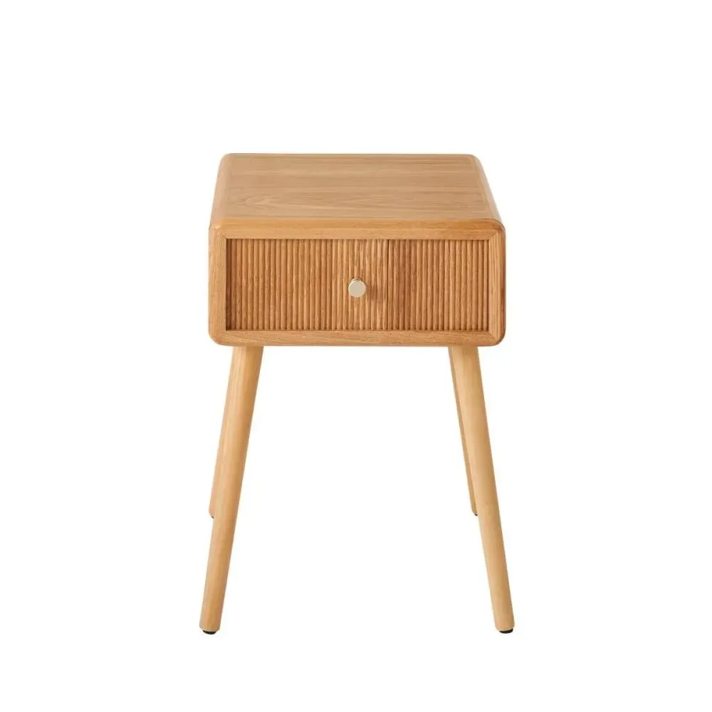 Chevet 1 tiroir avec façades lamellées L42 cm - Effet Bois clair
