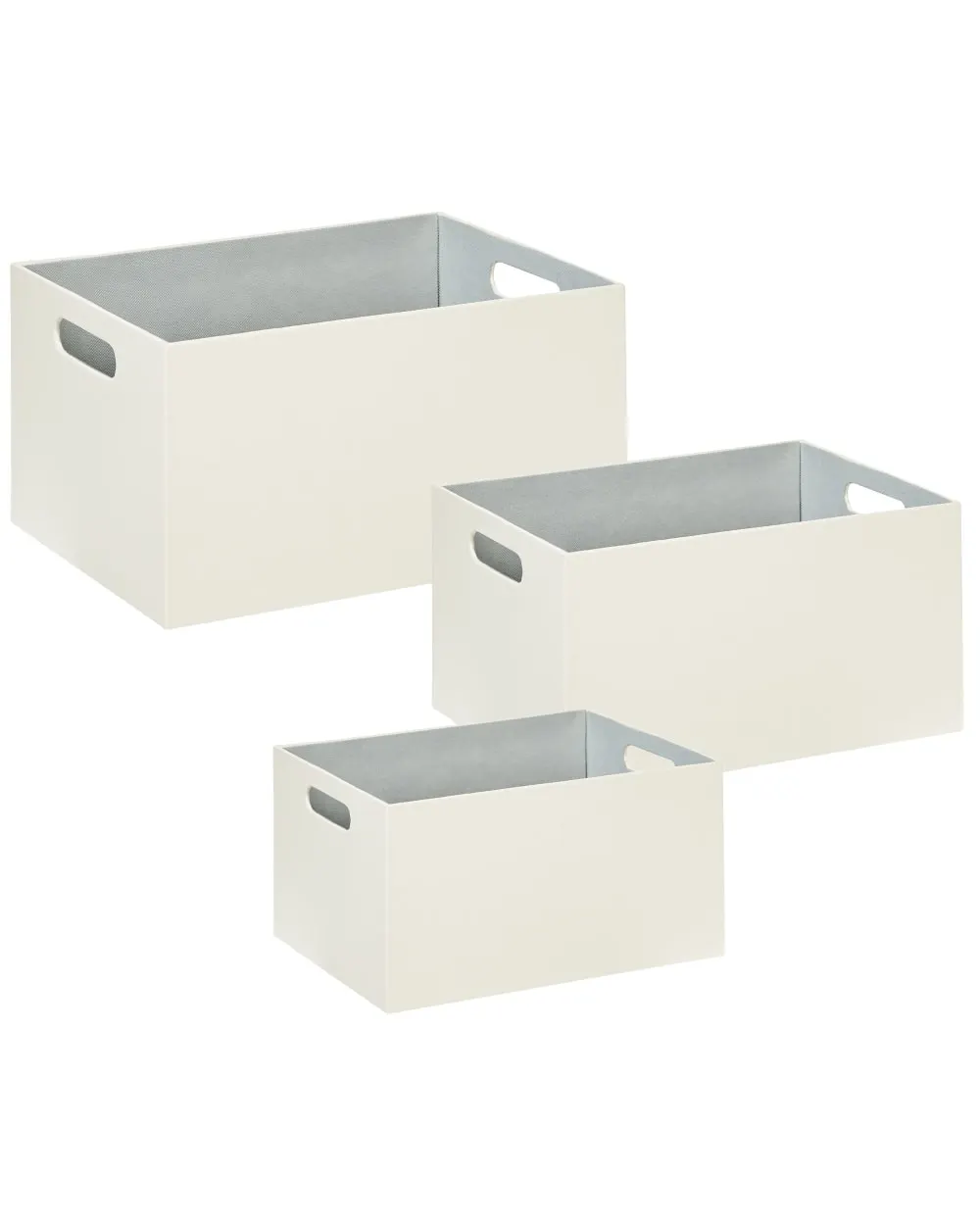 Lot de 3 boîtes cuir pu beige