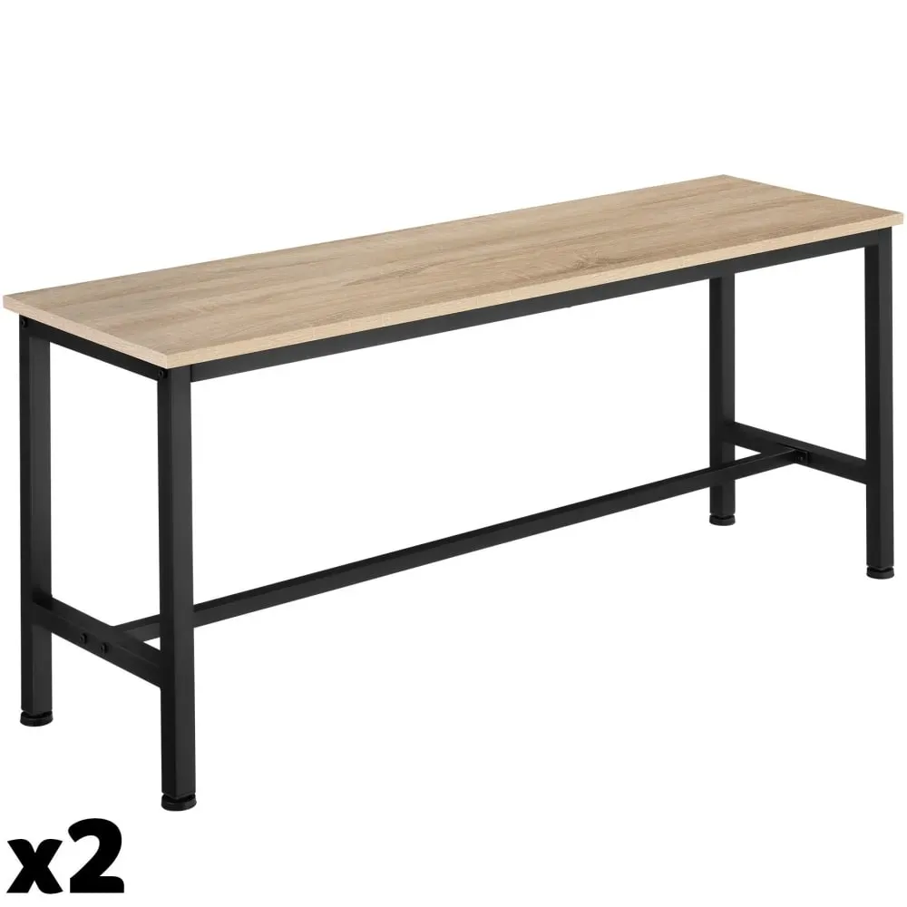 Ensemble de 2 bancs style industriel 108x325x50cm bois clair