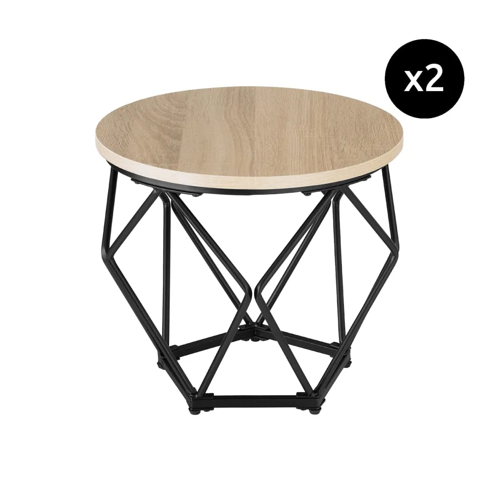 Ensemble de 2 Tables basses Cadre en forme de diamant Style industriel