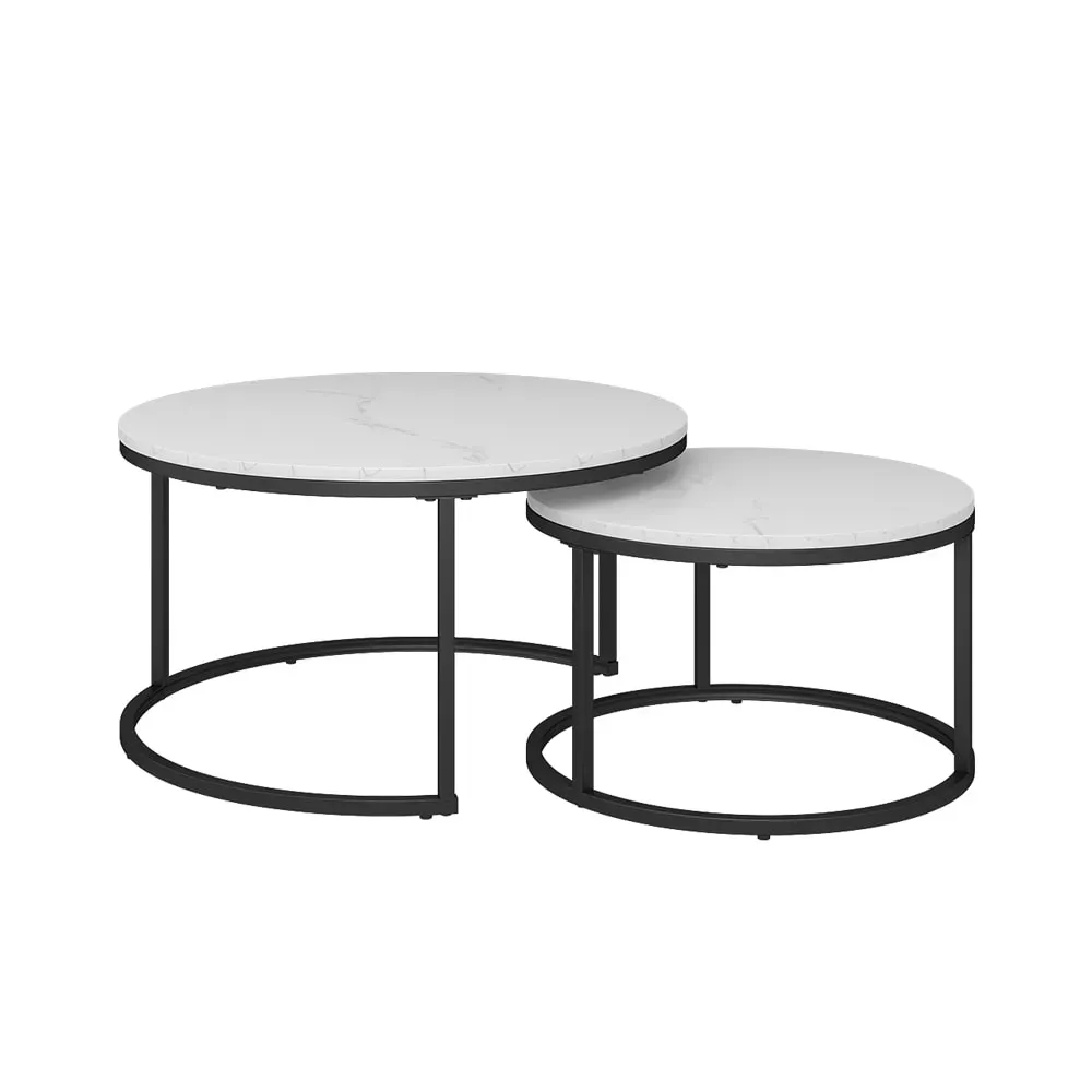 Set de tables basses 2 pièces, Blanc 77 x 40cm