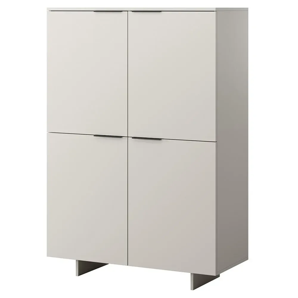 Buffet haut 4 portes 6 étagères L100cm beige