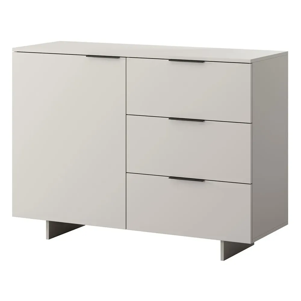 Buffet bas 1 porte 3 tiroirs L120cm beige