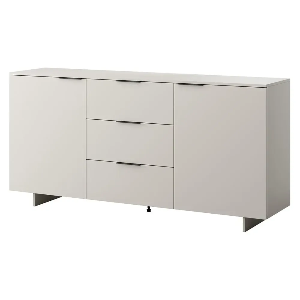 Buffet bas 2 portes 3 tiroirs 2 étagères L180cm beige