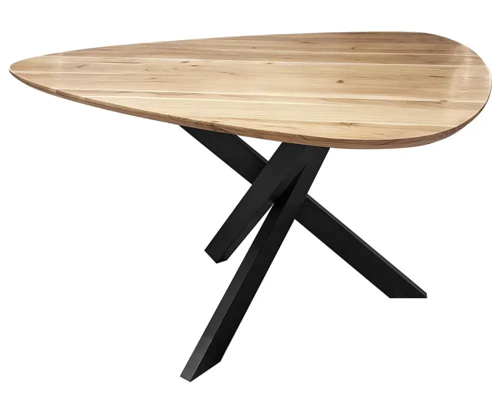 Table à manger en bois massif d'acacia et métal 6 personnes D135