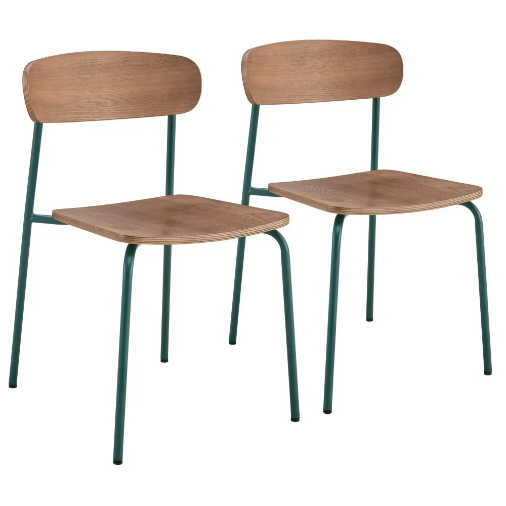Lot de 2 chaises en bois vert kaki