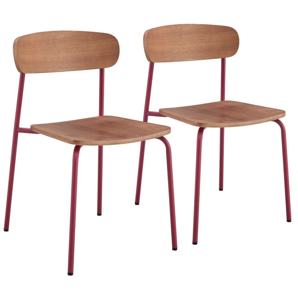 Lot de 2 chaises en bois bordeaux