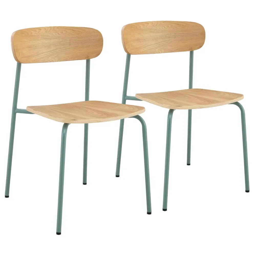 Lot de 2 chaises en bois bleu clair