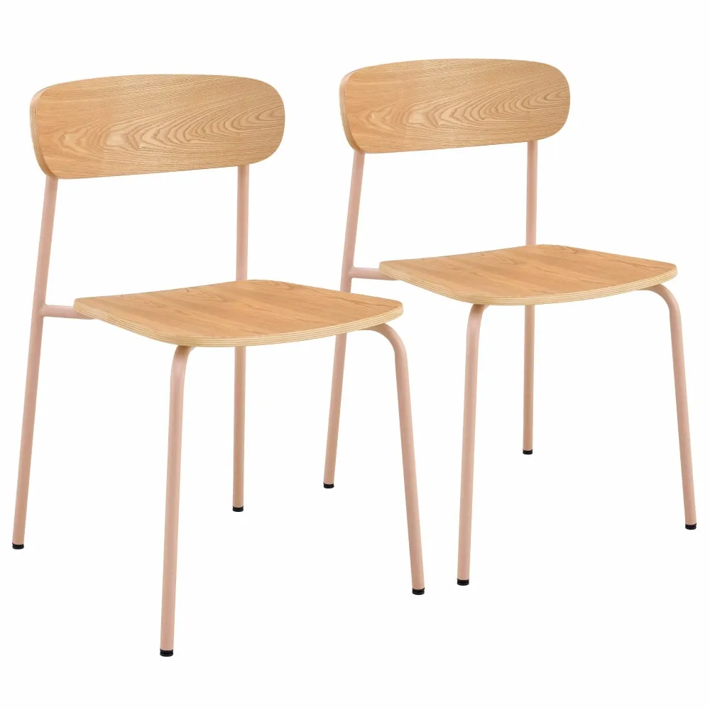 Lot de 2 chaises en bois rose
