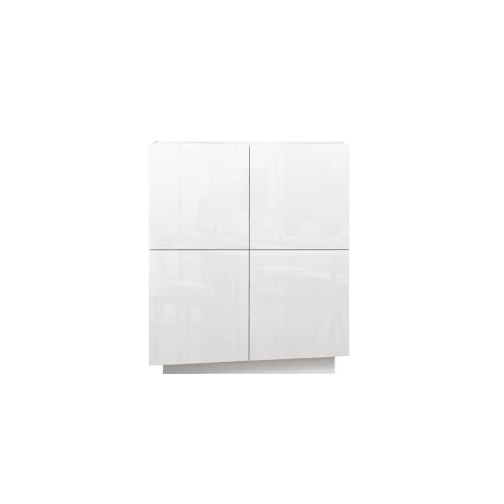 Buffet 4 portes 100 cm effet bois blanc brillant